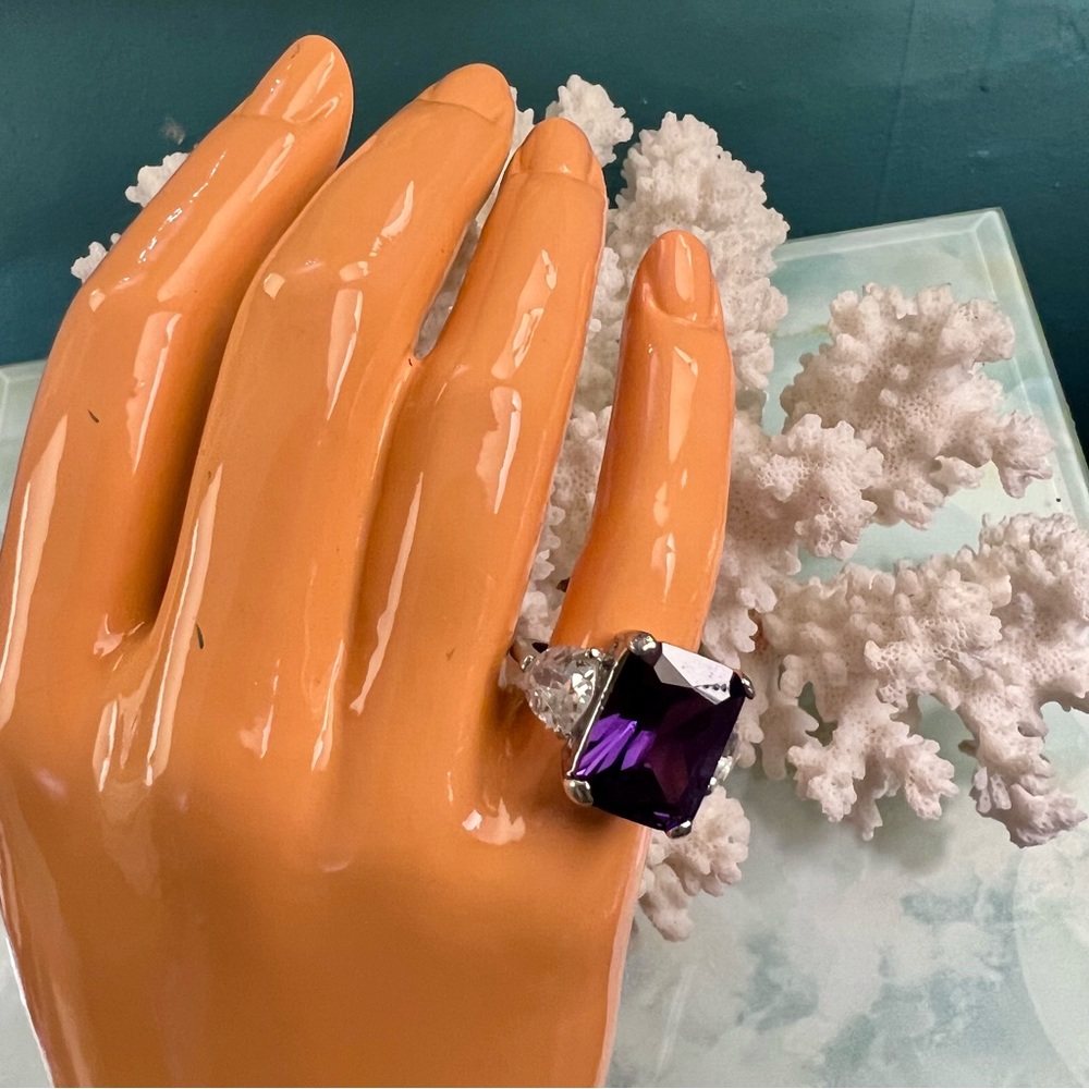 Vintage Faux Amethyst Statement Cocktail Ring